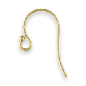 🔗 Earhook / Shepherd Hook (Medium #2 with Beaded End) in 14ct Yellow Gold Filled | Pair 💍💍