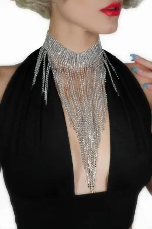 10 Line Rhinestone Choker - Silver