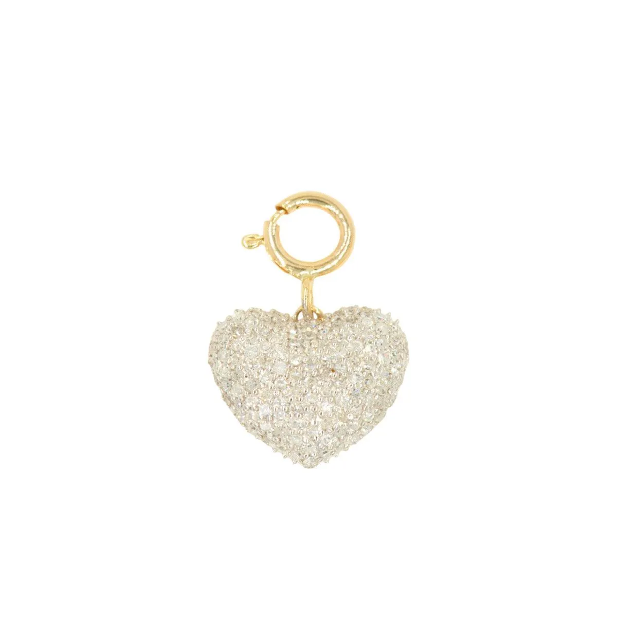 10k Yellow gold and Diamond Puff Heart Charm - 10055