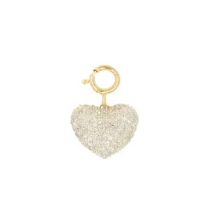 10k Yellow gold and Diamond Puff Heart Charm - 10055