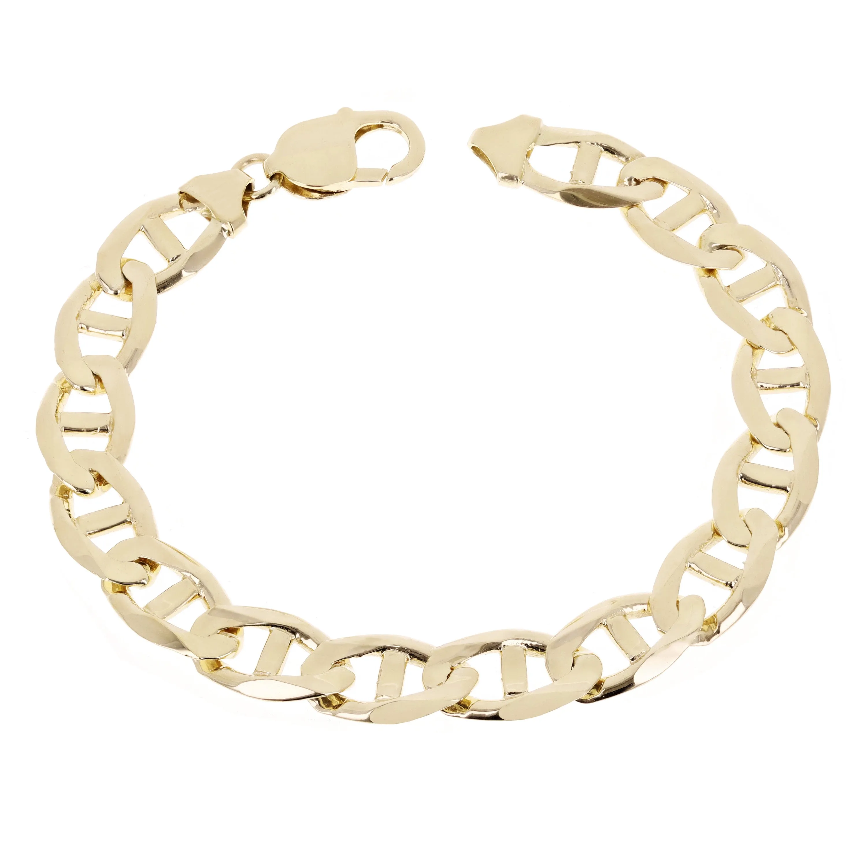 10k Yellow Gold Concave Mariner Gucci Chain Bracelet 7.5" 10mm 22.3 grams