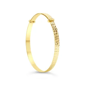 10K Yellow Gold Diamond Cut Adjustable Baby Bangle