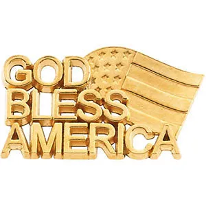 10k Yellow Gold God Bless America Lapel Pin