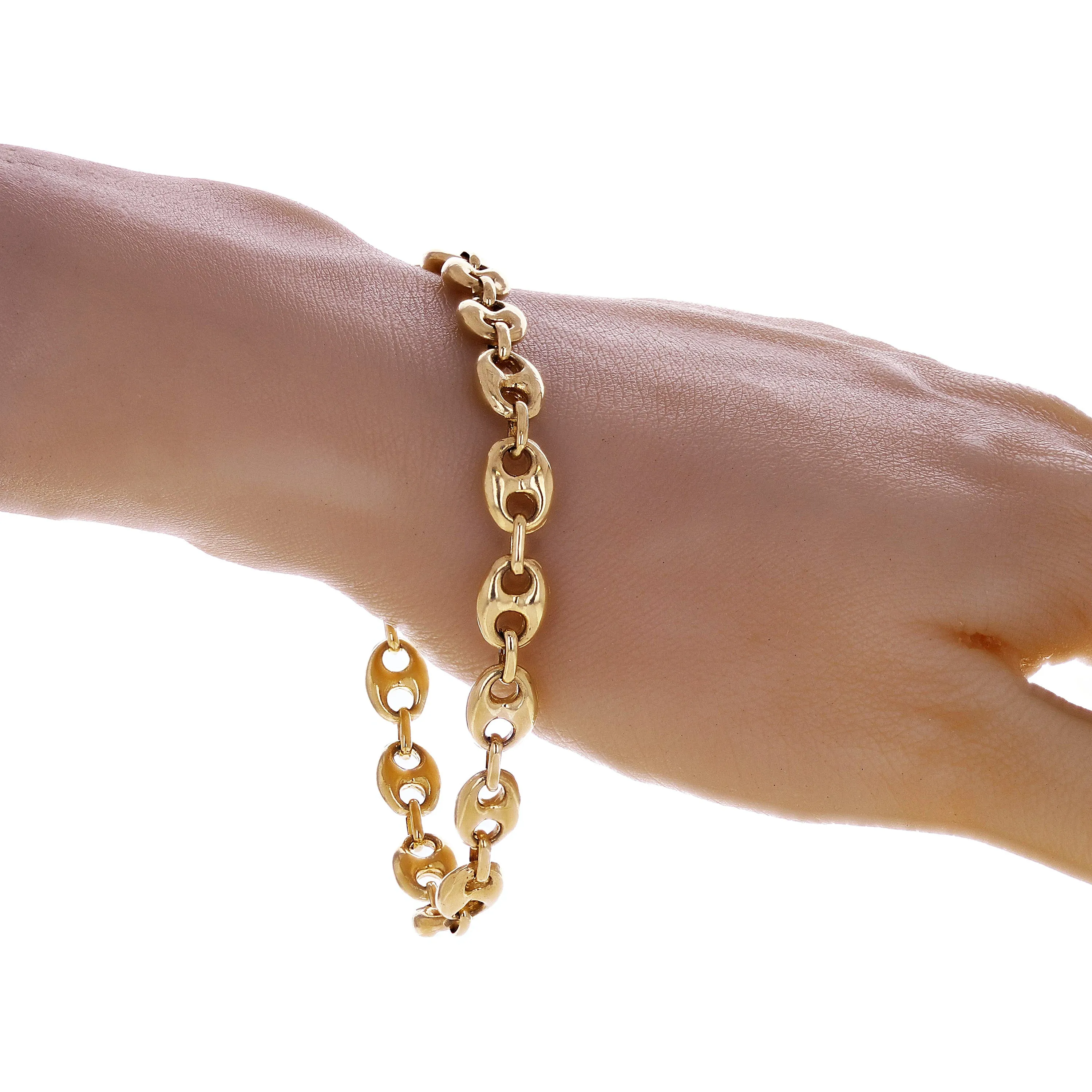 10k Yellow Gold Solid Gucci Mariner Link Chain Bracelet 7" - 9" 8.8mm