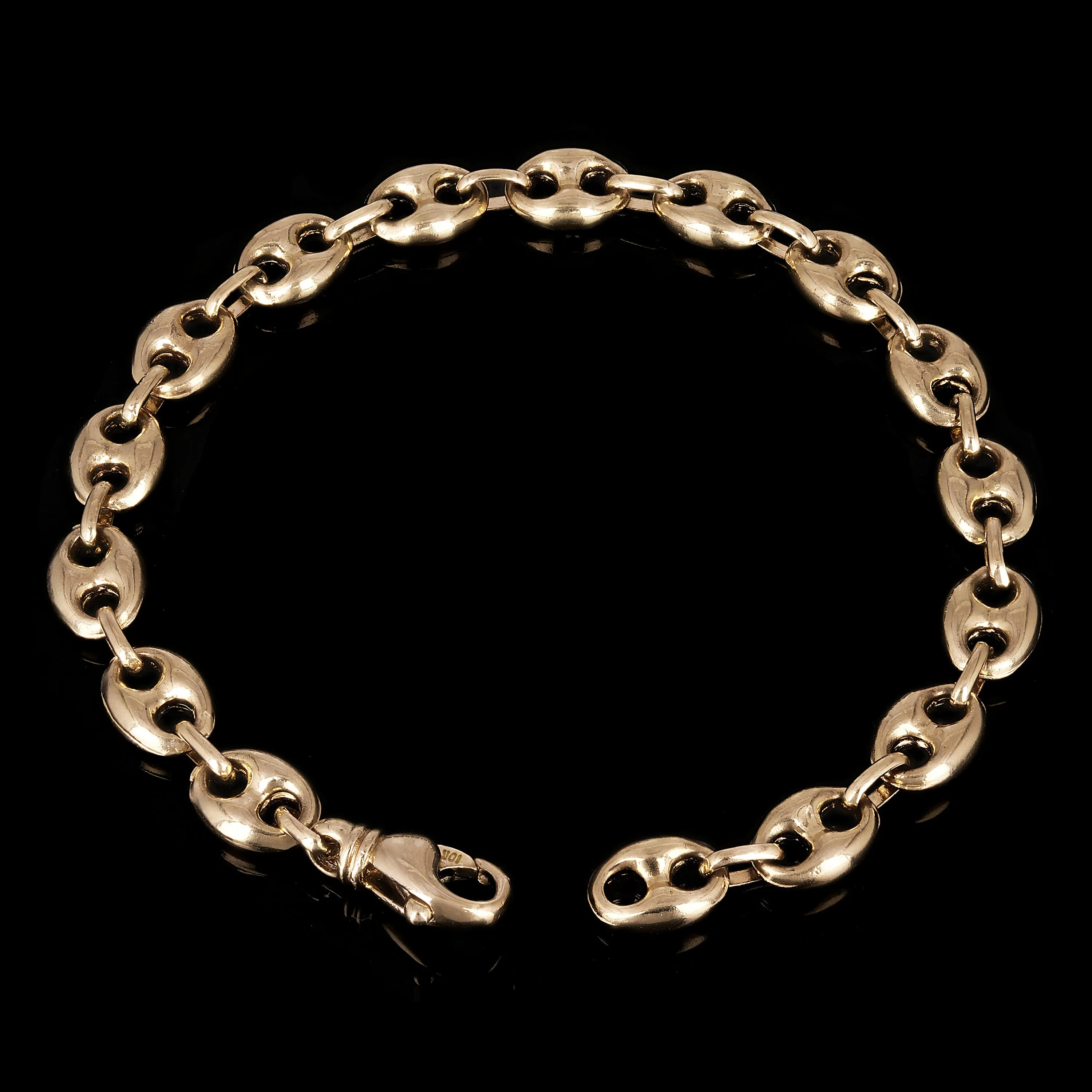 10k Yellow Gold Solid Gucci Mariner Link Chain Bracelet 7" - 9" 8.8mm