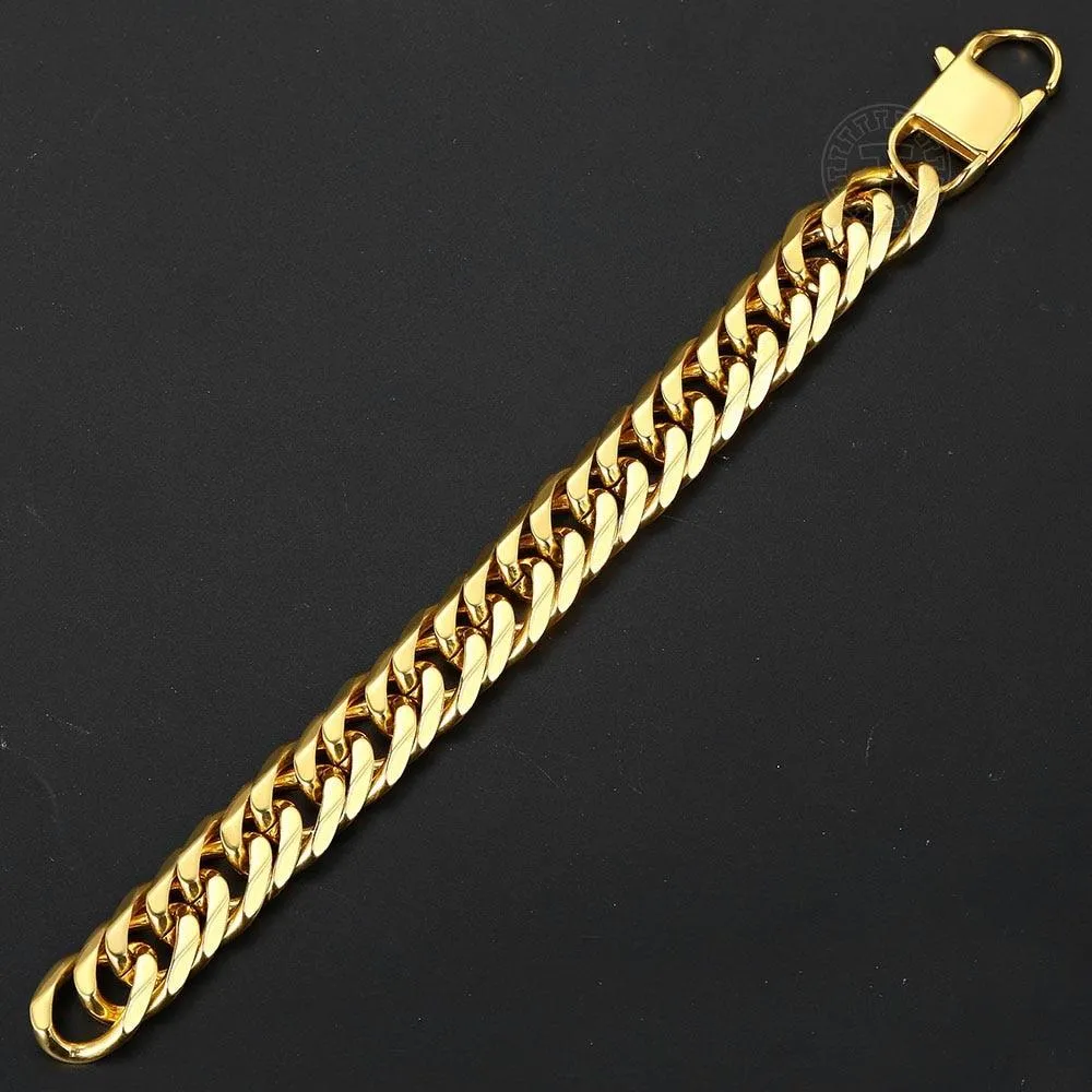 10mm 15mm Gold Black 316L Stainless Steel Bracelet for Men