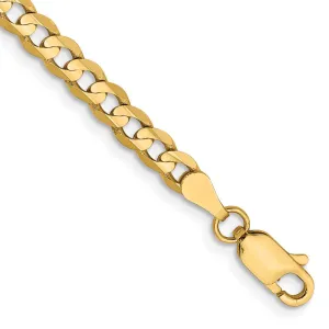 14K 7 inch 3.8mm Open Concave Curb with Lobster Clasp Bracelet