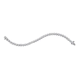 14K Diamond Flower Cluster Tennis Bracelet in White Gold