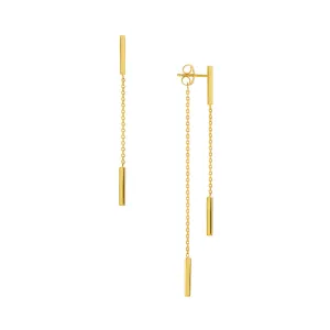 14k Gold Double Dangle Chain Earrings