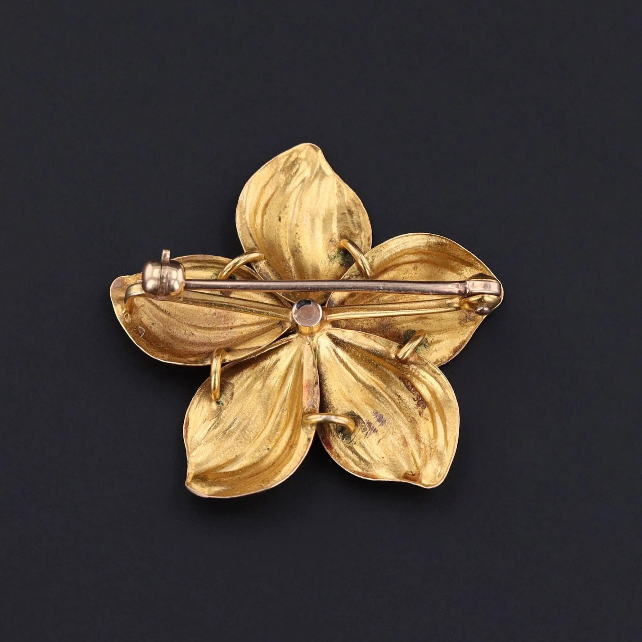 14k Gold Flower Brooch | Pearl Flower Brooch