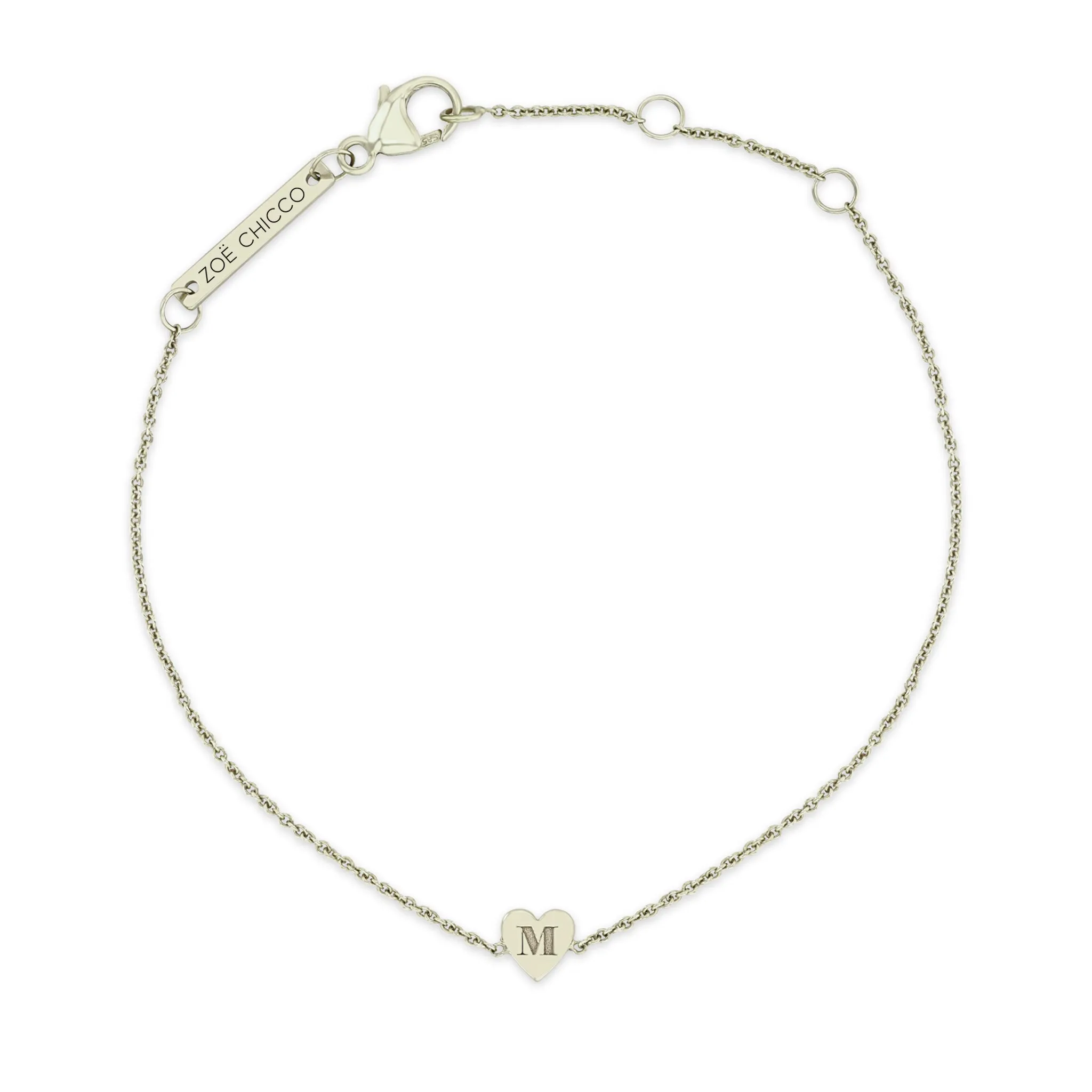 14k Gold Initial Heart Bracelet
