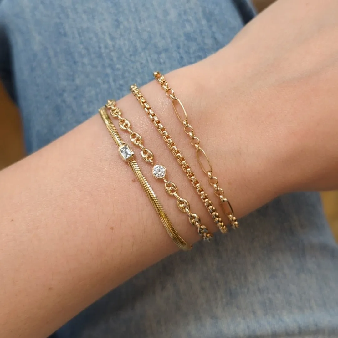14K Gold Mixed Paperclip and Rolo Chain Bracelet