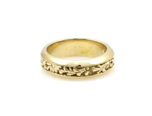 14k Gold Narrow Carved Ring