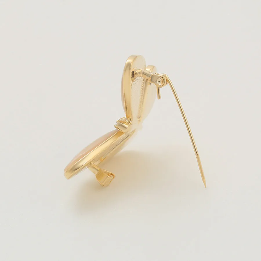 14K Gold Plated Pearl Moonlight Butterfly Brooch