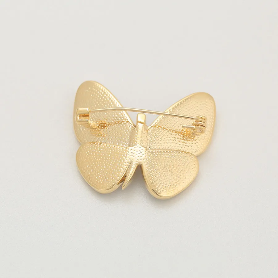 14K Gold Plated Pearl Moonlight Butterfly Brooch
