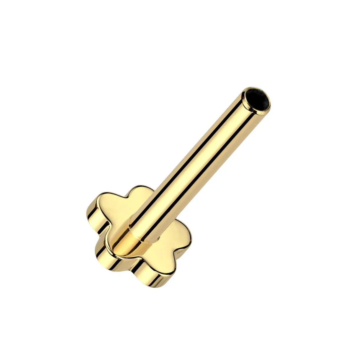 14K Gold Threadless CZ Snake Earring with Titanium Backing