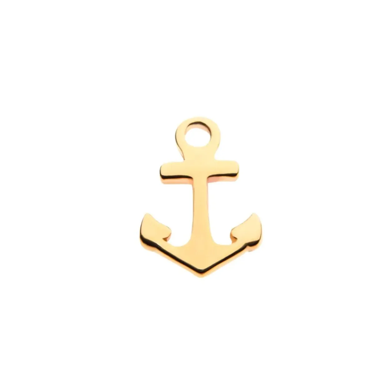 14K Gold Threadless Flat Back Anchor Earring with Titanium Backing