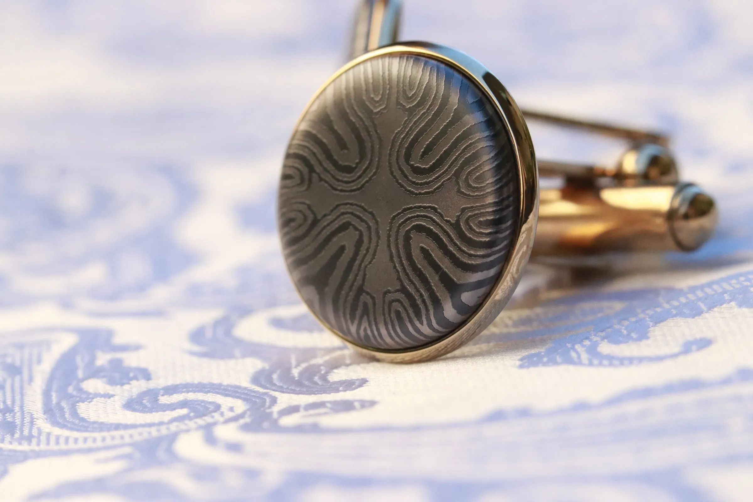14k gold Timascus cufflinks Niobium / Zirconium cufflinks