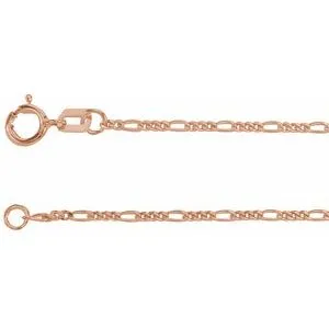 14K Rose 1.28 mm Figaro 7" Chain