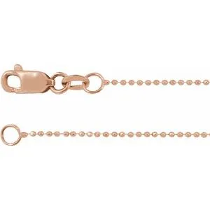 14K Rose 1mm Diamond-Cut Bead 7" Chain