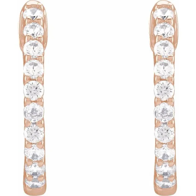 14K Rose Gold 1/2 CTW Lab-Grown Diamond Inside-Outside Hinged 14.5 mm Hoop Earrings
