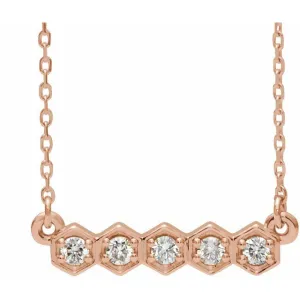 14K Rose Gold 1/5 CTW Natural Diamond Bar 16-18" Necklace