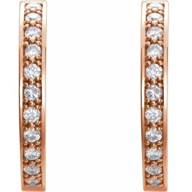 14K Rose Gold 22.8 mm 1 CTW Natural Diamond Inside-Outside Hoop Earrings