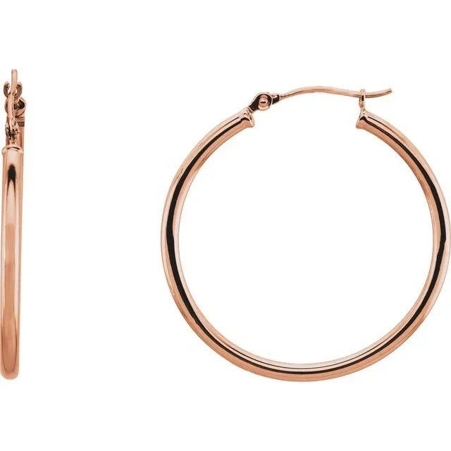 14K Rose Gold 30 mm Hoop Earrings