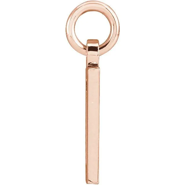 14K Rose Gold Pierced Numeral 5 Dog Tag Pendant