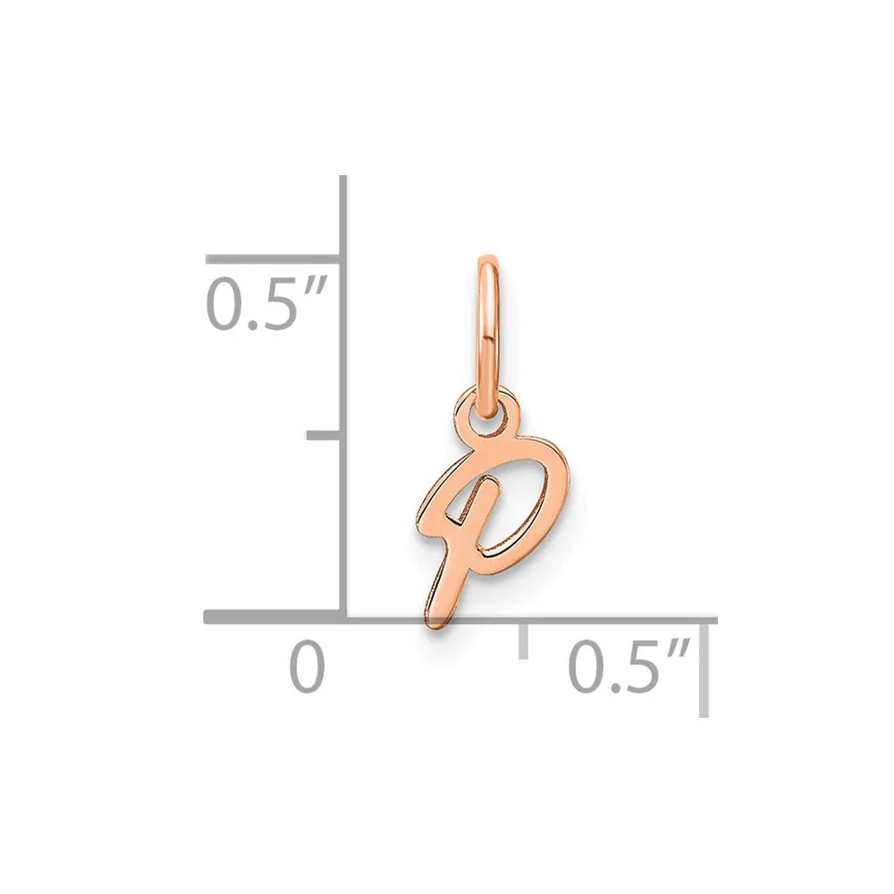 14k Rose Gold Upper case Letter P Initial Charm