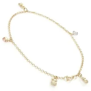 14k Tri Color Gold Bear & Heart Anklet Bracelet Charm 10" 2.35mm 4.5 grams
