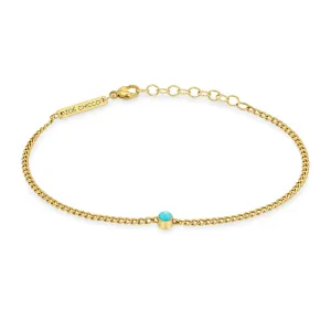 14k Turquoise Bezel XS Curb Chain Bracelet