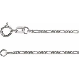 14K White 1.28 mm Figaro 16" Chain