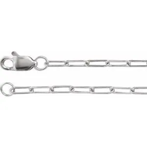 14K White 1.95 mm Elongated Flat Link 7" Chain