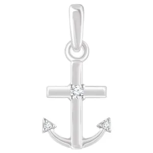 14K White Gold .03 CTW Natural Diamond Anchor Pendant