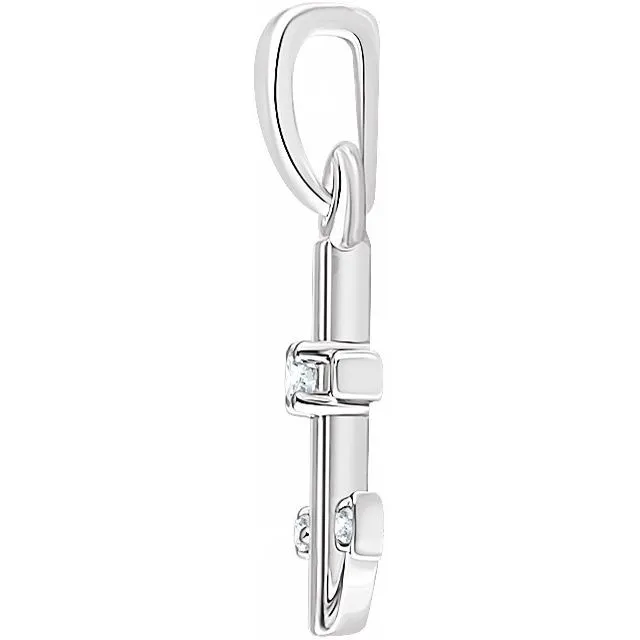 14K White Gold .03 CTW Natural Diamond Anchor Pendant