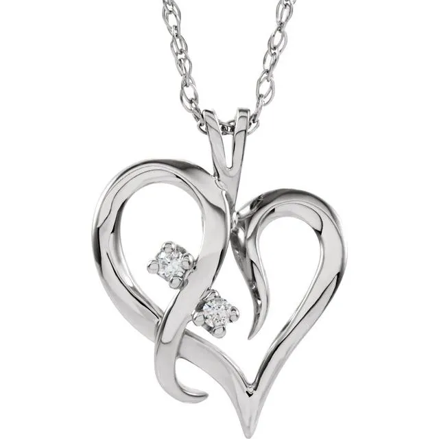 14K White Gold .03 CTW Natural Diamond Heart 18" Necklace
