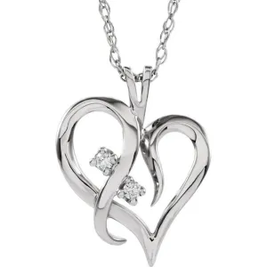 14K White Gold .03 CTW Natural Diamond Heart 18" Necklace