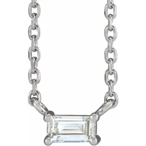 14K White Gold .07 CT Natural Diamond Solitaire 16" Necklace
