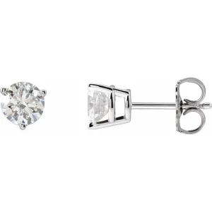 14K White Gold 1 CTW Natural Diamond Friction Post Earrings