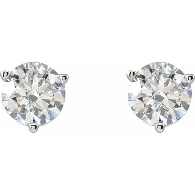 14K White Gold 1 CTW Natural Diamond Friction Post Earrings