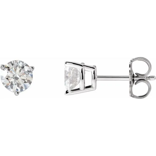 14K White Gold 1 CTW Natural Diamond Friction Post Earrings