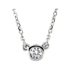 14K White Gold 1/10 CT Natural Diamond Solitaire 18" Necklace