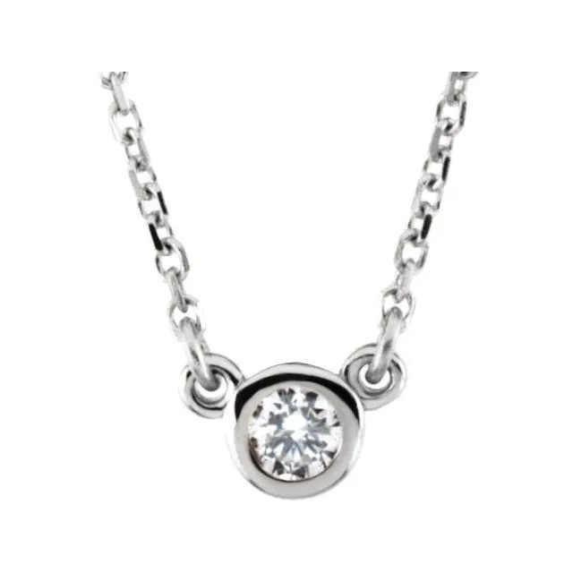 14K White Gold 1/10 CT Natural Diamond Solitaire 18" Necklace