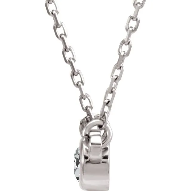 14K White Gold 1/10 CT Natural Diamond Solitaire 18" Necklace