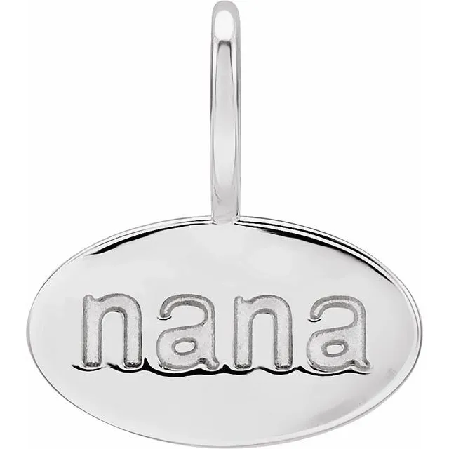 14K White Gold 13.5x12 mm "Nana" Charm/Pendant