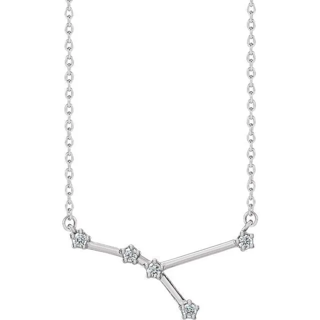 14K White Gold 1/8 CTW Natural Diamond Cancer 16-18" Necklace