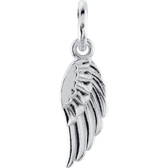 14K White Gold 19.7x5.5 mm Angel Wing Charm