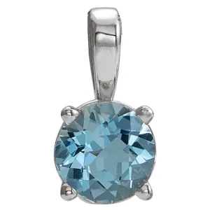 14K White Gold 3 mm Natural Blue Zircon Pendant
