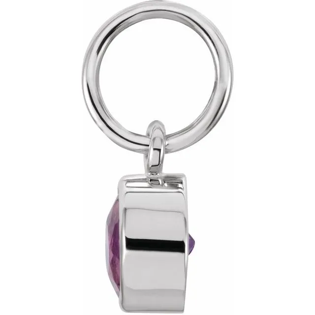 14K White Gold 4 mm Round Imitation Amethyst Birthstone Charm